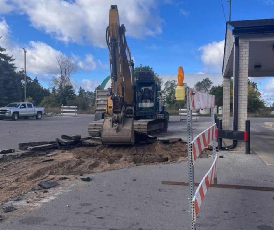 The parking lot is being removed. 