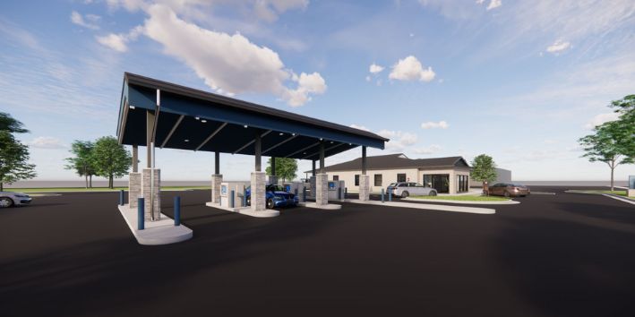 Rendering of the new drive through.